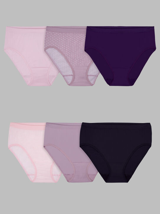 Fruit of the Loom Women's 6pk Hi-Cut Underwear - Black/White/Pink
