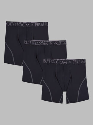 Fruit of the Loom Men's Crafted Comfort Stretch Boxer Briefs, Long Leg -  Black/Grey, Small : : Clothing, Shoes & Accessories