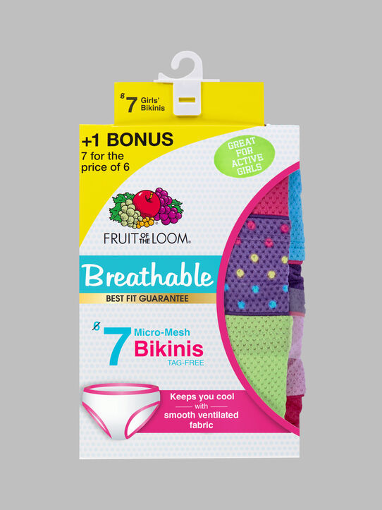 Fruit of the Loom Women's Breathable Micro-Mesh Bikini Underwear, 6+2 Bonus  Pack
