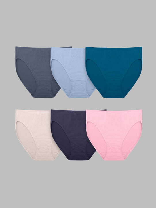  Fruit Of The Loom Womens Breathable Underwear, Moisture  Wicking Keeps You Cool & Comfortable, Available In Plus Size, Micro Mesh-Hi  Cut-6 Pack-Colors May Vary, 7