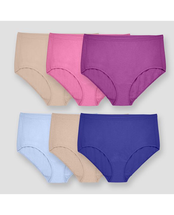 Women's Plus Fit for Me Assorted Beyondsoft Brief Panty, 6 Pack