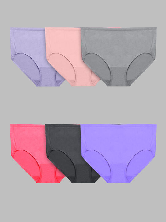 Fruit Of The Loom Women's 6pk Hi-cut Underwear - Black/white/pink : Target