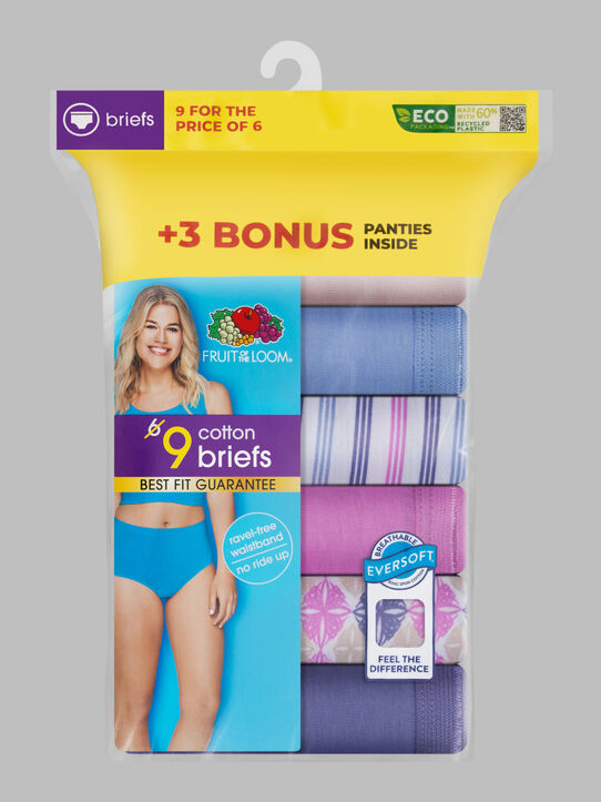Fruit of the Loom Women's Brief Underwear, 6+3 Bonus Pack 