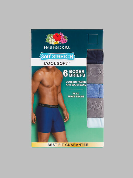 Men's 360 Stretch Cooling Channels Boxer Briefs, Assorted 6 Pack M