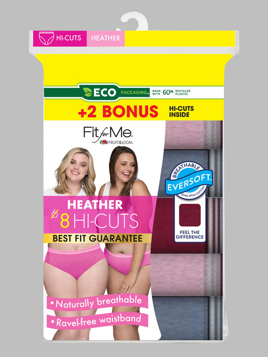 Women's Plus Heather Brief Underwear, 6+2 Bonus Pack