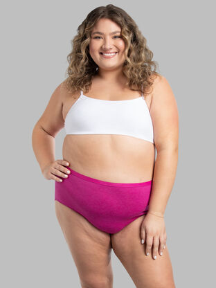 Fit for Me by Fruit of the Loom Women's Plus Size Cotton Stretch Brief  Underwear, 6 Pack
