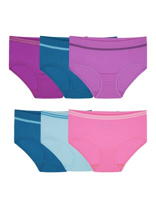 Fruit of the Loom Girls' Seamless Brief Underwear, 6-pack, Sizes 6-16