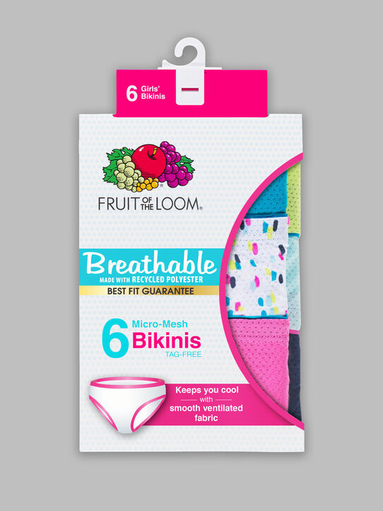 Fruit Of The Loom Girls Breathable Micro-Mesh Bikini Underwear 6