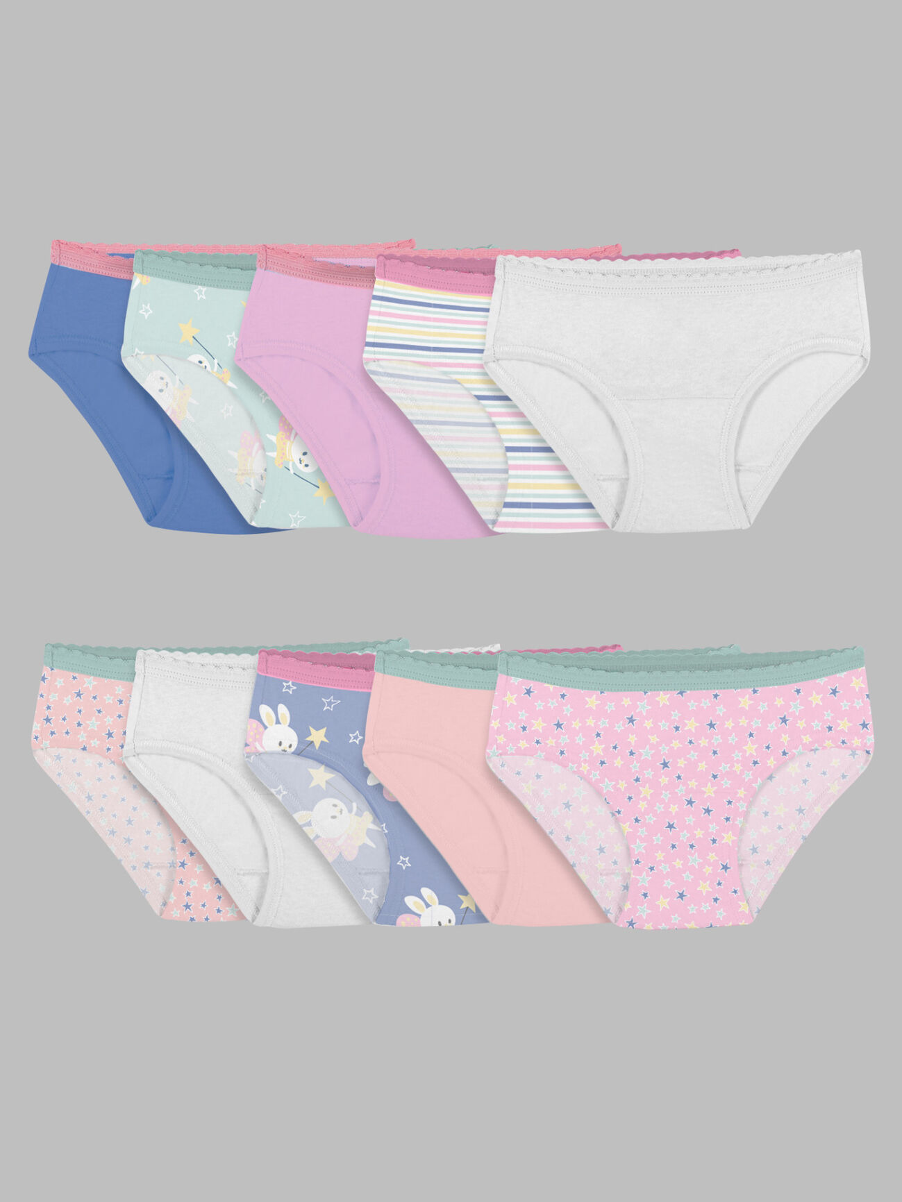Fruit of the Loom Toddler Girls 10 Pack Assorted Cotton Brief Underwear,  4T/5T, 
