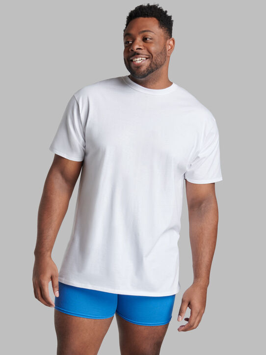 Tall Men's Premium Short Sleeve Crew T-Shirt, White 6 Pack