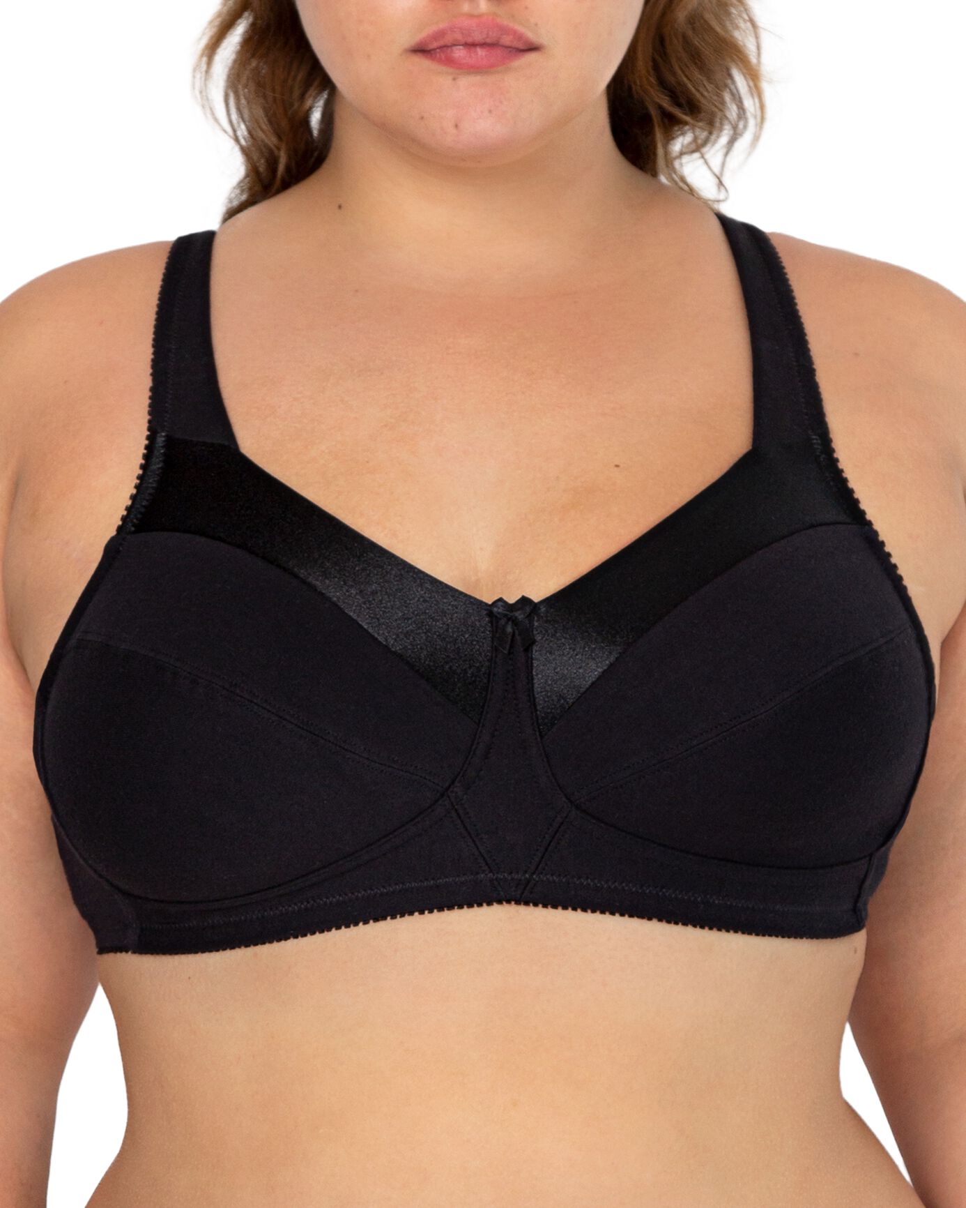 Fruit of the Loom Women's Wirefree Cotton Bralette 2-Pack Black/White 38D
