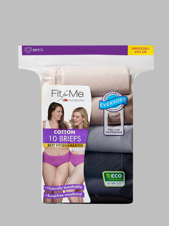Fruit Of The Loom Fit for Me Women`s 3-Pack Cotton Assorted Plus Brief  Panties : : Clothing, Shoes & Accessories