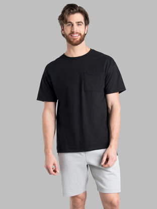Men's Short Sleeve Active Cotton V-neck T-Shirt, Black and Gray 8 Pack