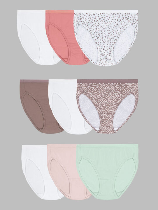 Women's Cotton Hi-Cut Panty, Assorted 6+3 Bonus Pack