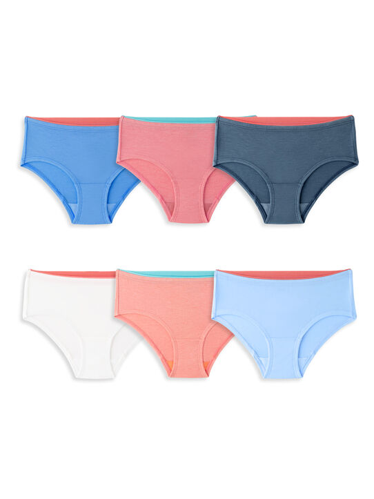 Fruit of the Loom Girls' Assorted Cotton Hipster Underwear, 12 Pack Panties  Sizes 4 - 14