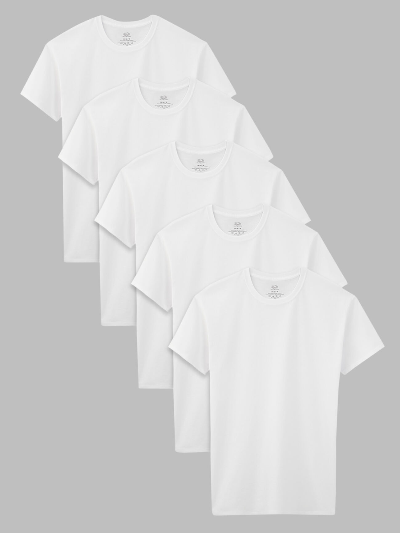 Boys' White Crew Neck T-Shirts, 5 Pack