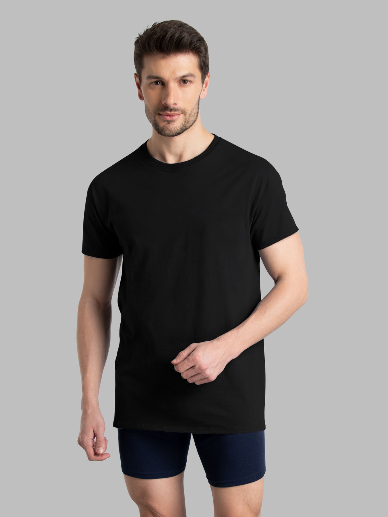 Men's Long Sleeve Shirts Cotton Tees Crew Neck T-Shirt - Black / S