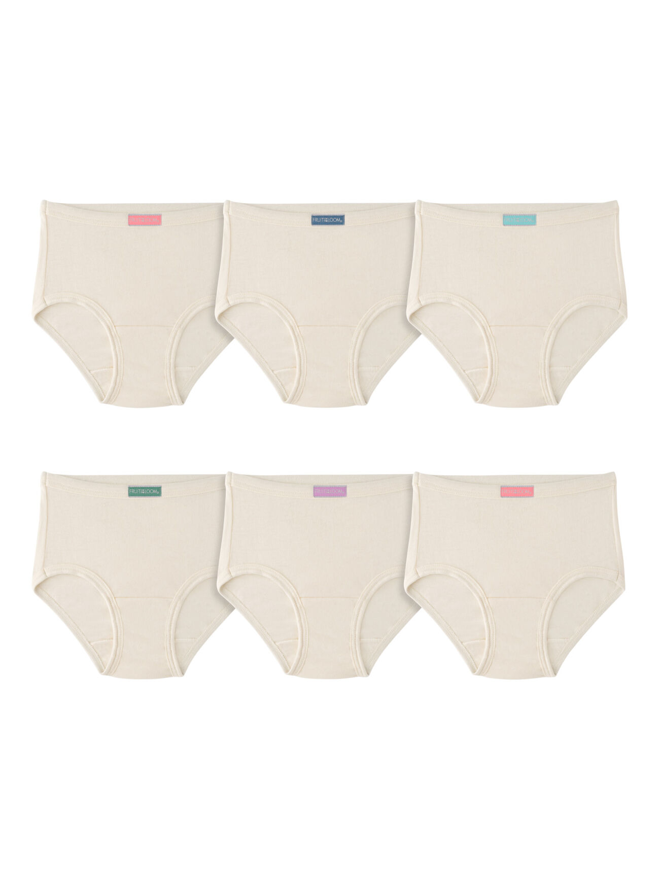  Fruit of the Loom Girls 6 Pack Assorted Cotton Briefs