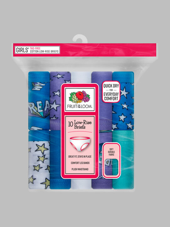 Fruit of the Loom Girls' Tag Free Cotton Brief Underwear Multipacks, Now  10% Off