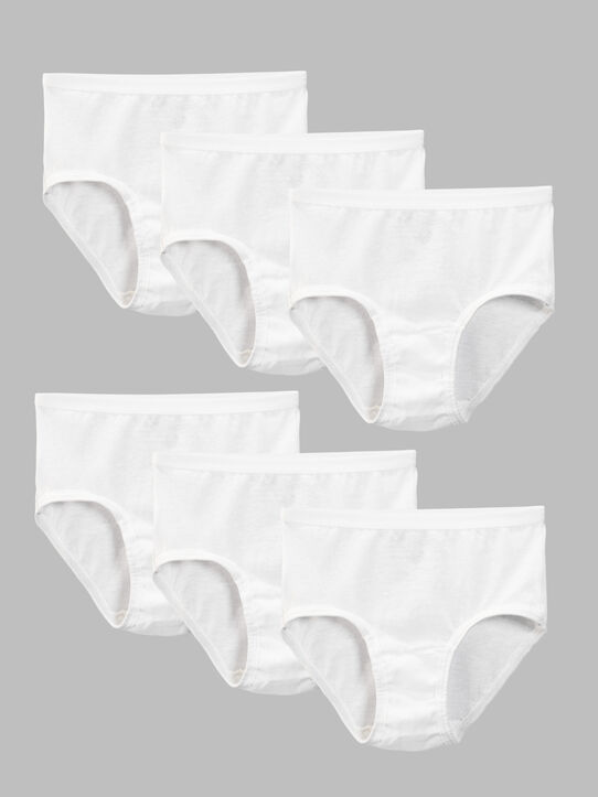 Girls'Eversoft® Brief Underwear, White 6 Pack