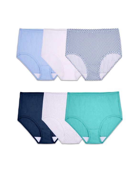 Women's Comfort Covered Cotton Brief Underwear, 6 Pack