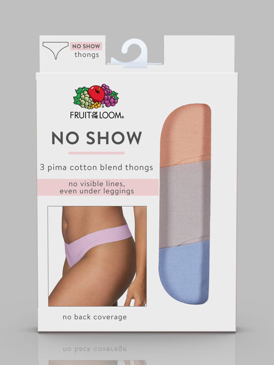 Fruit Of The Loom Womens No Show Seamless Underwear, Amazing Stretch & No  Panty Lines, Available In Plus Size, Pima Cotton Blend-Thong-3