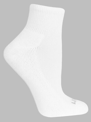 Fruit of the Loom Womens All Day Comfort Cushioned Crew Socks 6 Pair,  White, Shoe Size: 4-10 