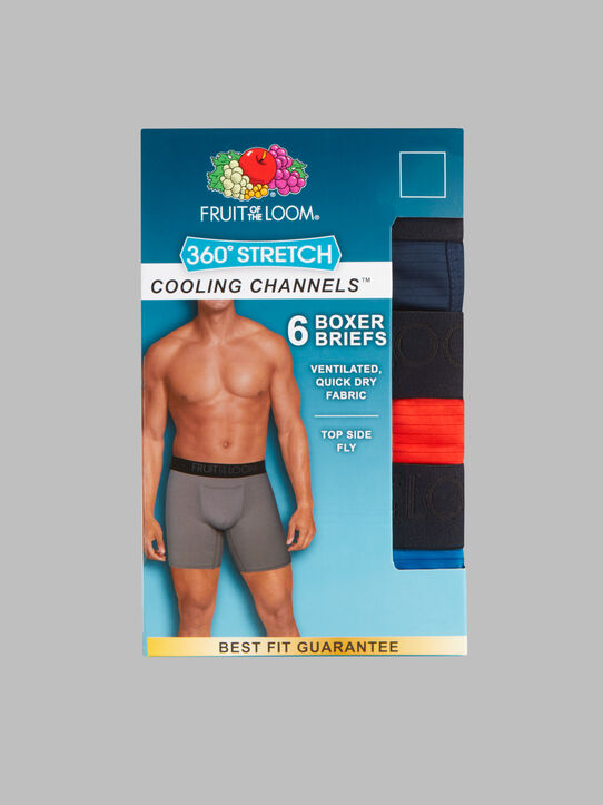 Fruit of the Loom Men's 360 Stretch Coolsoft Boxer Briefs, 6 Pack, Sizes  S-3XL