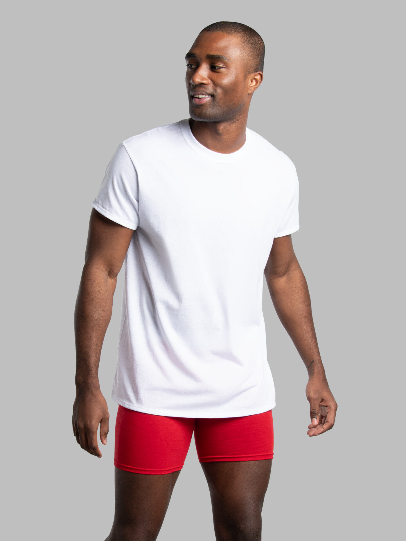 Men's Short Sleeve Active Cotton Blend White Crew T-Shirts