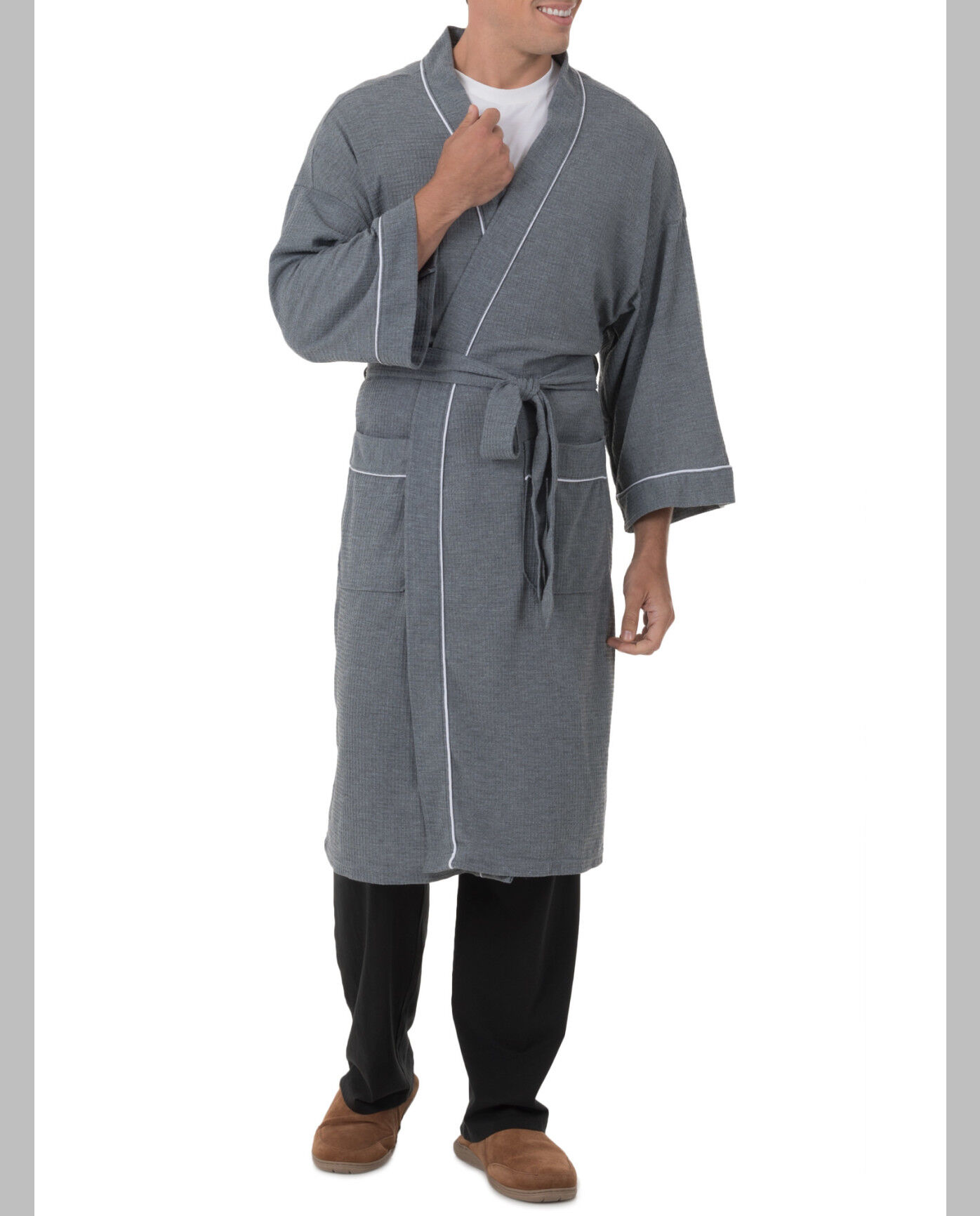 Men's Soft Touch Waffle Robe, 1 Pack, Size 2XL