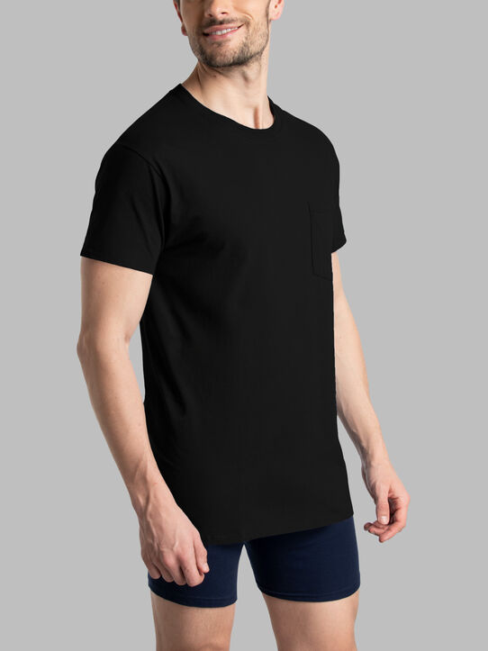 Men's Black/Grey/Blue Soft & Breathable Short Sleeve Pocket Shirts - 6 Pk  by Hanes at Fleet Farm