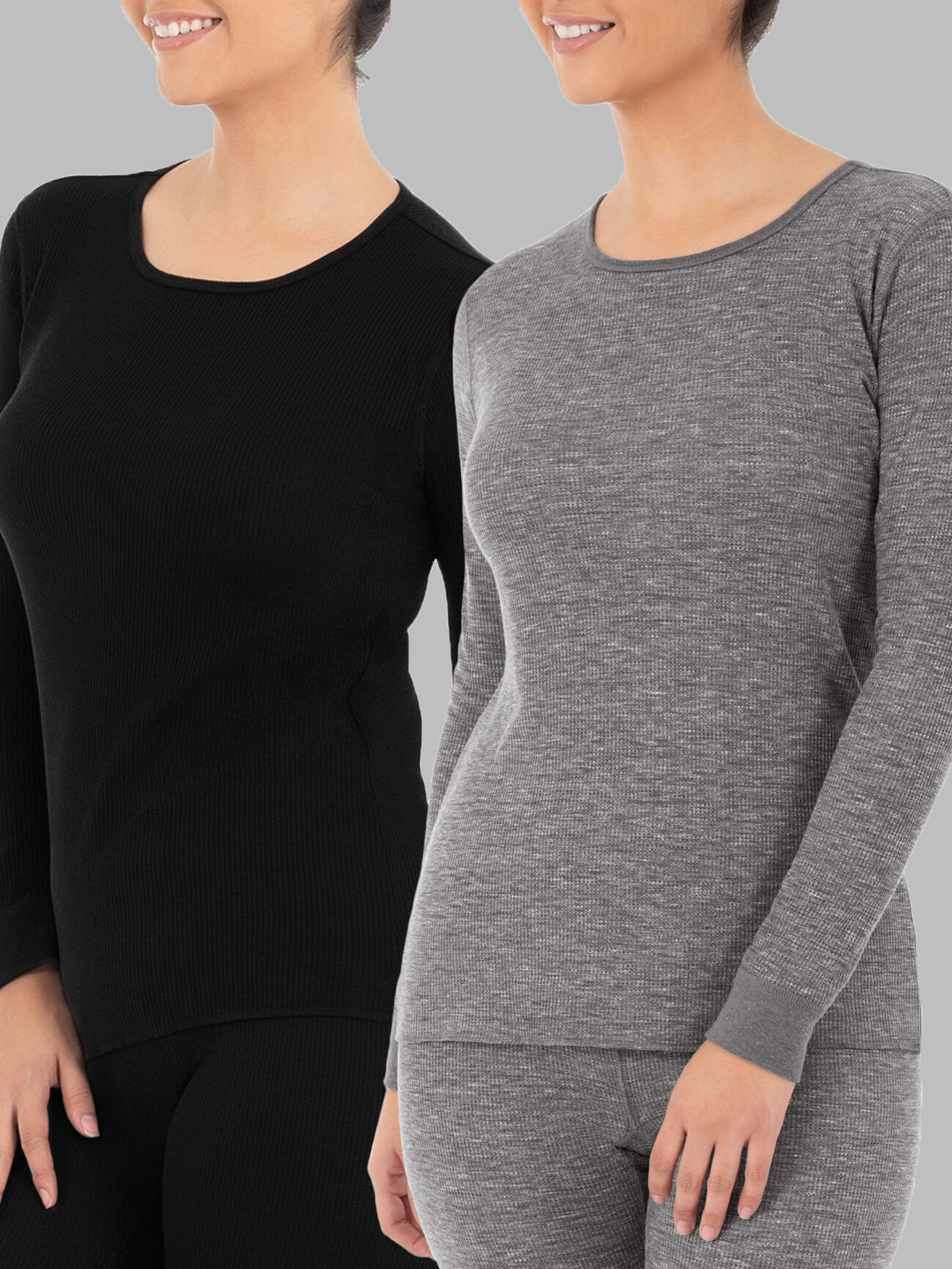 Women's Fleece-Lined Long-Sleeved Thermal Tops (3-Pack) with Plus