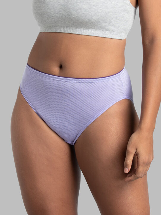  Fruit Of The Loom Womens Breathable Underwear, Moisture  Wicking Keeps You Cool & Comfortable, Available In Plus Size, Micro Mesh-Hi  Cut-6 Pack-Colors May Vary, 10
