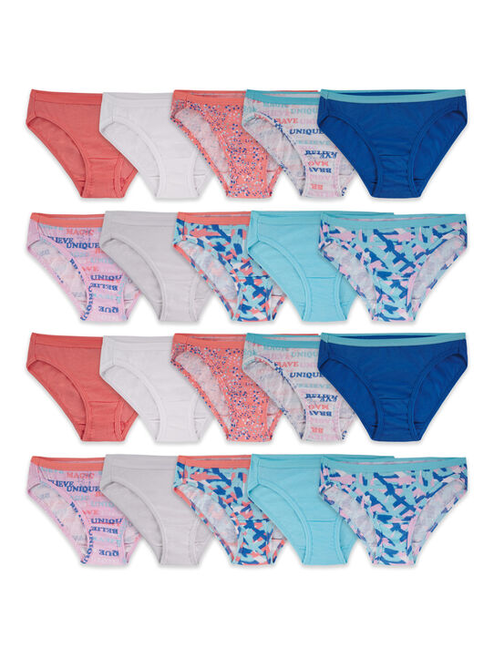 Girls' Fruit of the Loom Cotton Bikini Underwear 10-Pack Multicolor Size 16