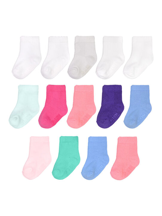 Baby Pack Grow & Fit Flex Zones Cotton Stretch Socks, 0-6 Month Pink 14 ...