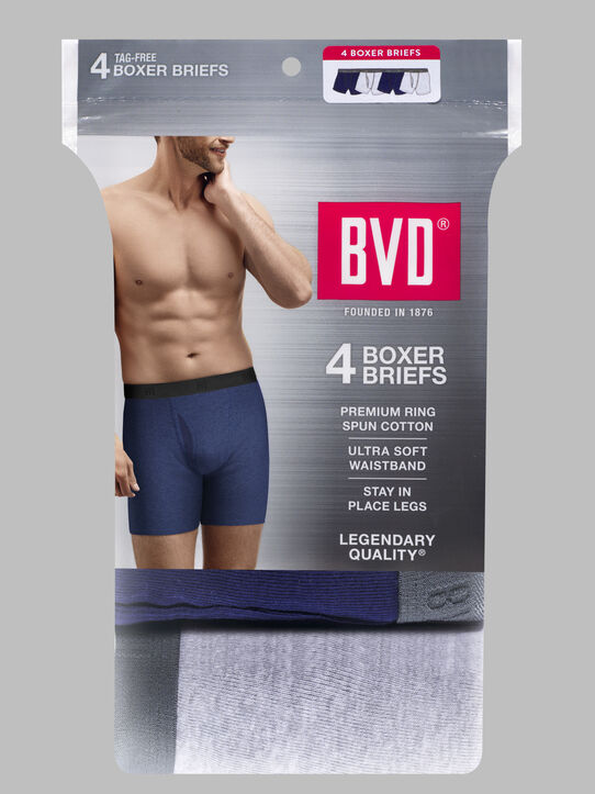 BVD® Men's Boxer Briefs, Assorted 4 Pack