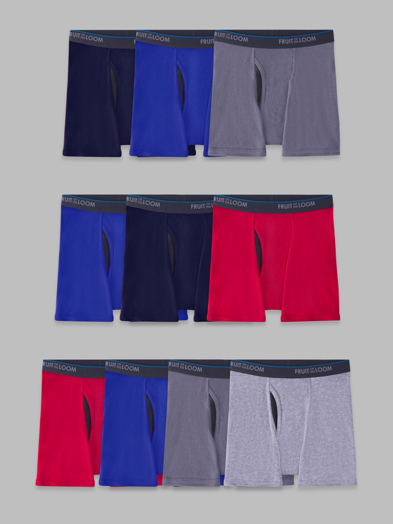 Fruit of the Loom Boys Underwear, 10 Pack Assorted Boxer Brief Underwear,  Sizes S-XL