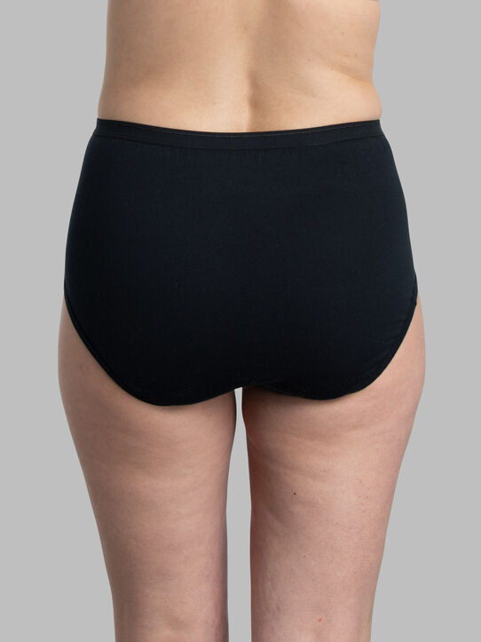 Women's Cotton Brief Panty, Black 6 Pack