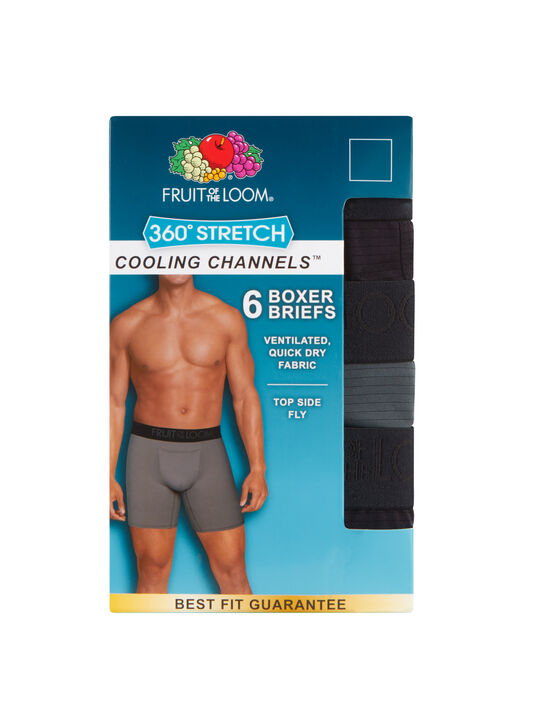 Men's 360 Stretch Cooling Channels Boxer Briefs, Black and Gray 6 Pack