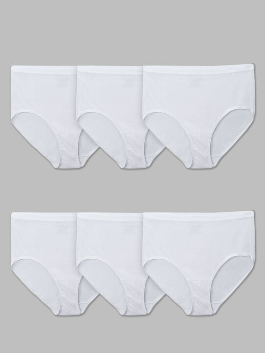 Women's Plus Fit for Me® Cotton Brief Panty, White 10 pack