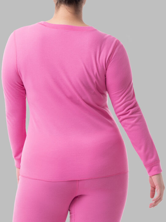 mveomtd Women Crew Neck Lined Thermal Thermal Underwear Slim Tops Long  Sleeve Thermal Shirts Winter Tops Warm Thermal Underwear for Women Pink XXL  