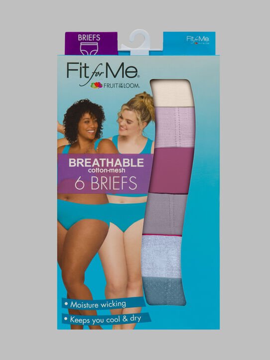 Women's Plus Breathable Cotton-Mesh Brief Panties - 5 Pack