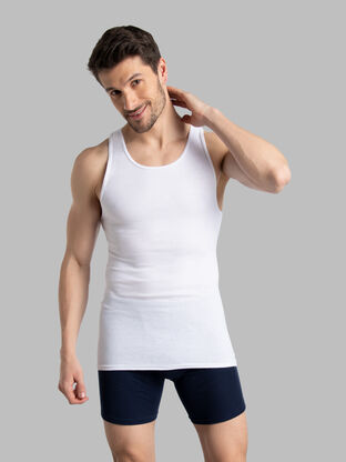 Men’s 6 Pack Tank Top A Shirt-100% Cotton Ribbed Undershirts-Multicolor &  Sleeveless Tees(Gray, Medium)
