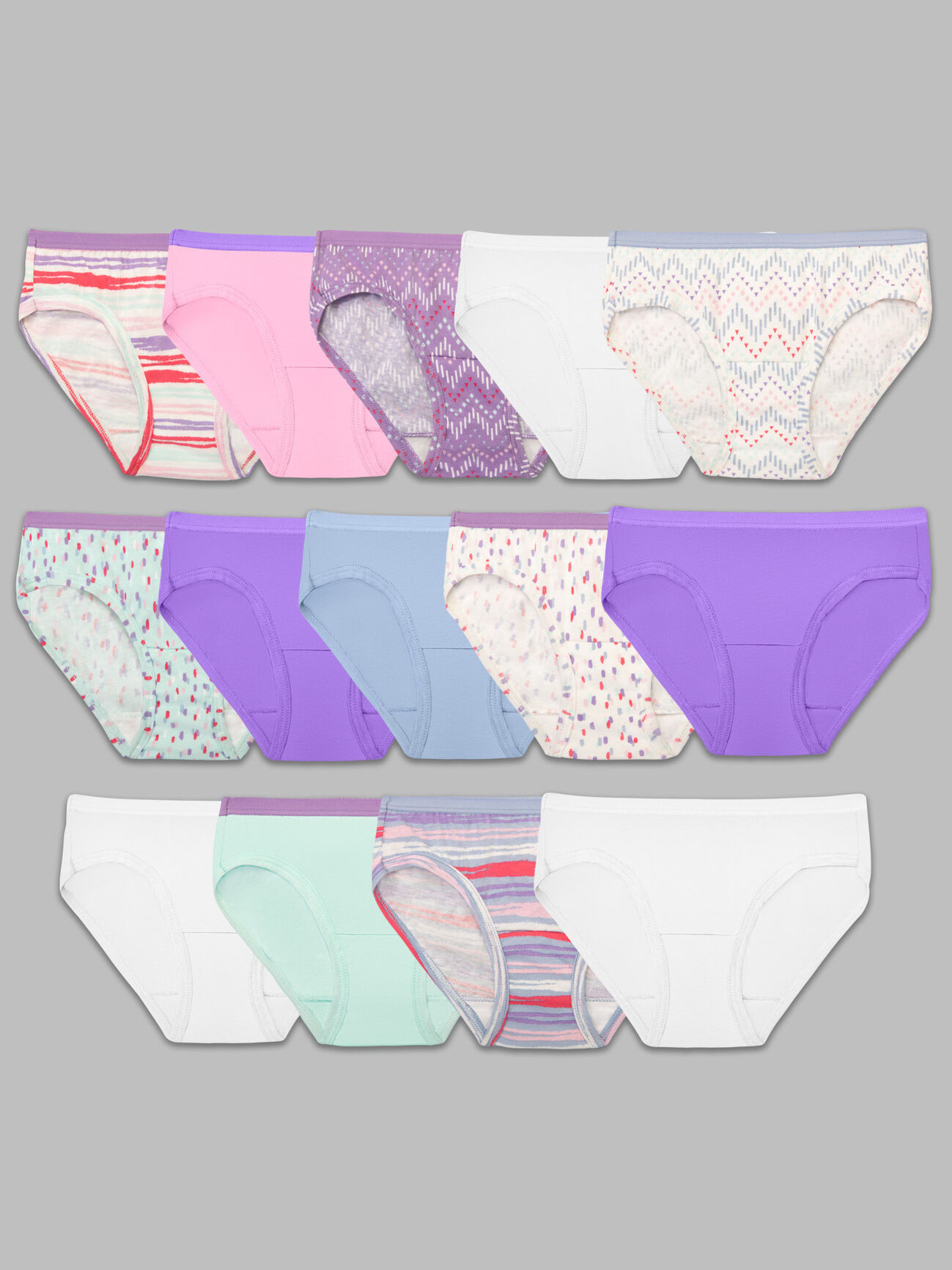 Fruit of the Loom Girls' Assorted Cotton Hipster Underwear, 10 Pack Panties  Sizes 4 - 14
