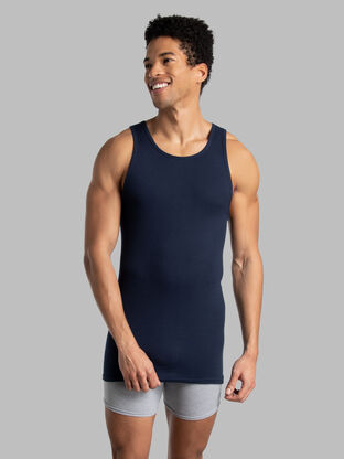 Mens 100% Cotton Tank Top A-Shirt Wife Beater Undershirt Ribbed Black 6  Pack (3 Black 3 White, Small)