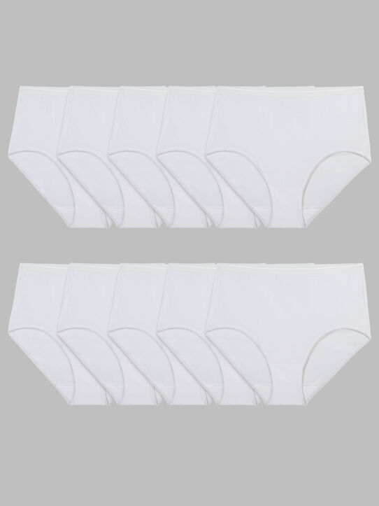 Ladies White Cotton Brief Panties - 10 Pack