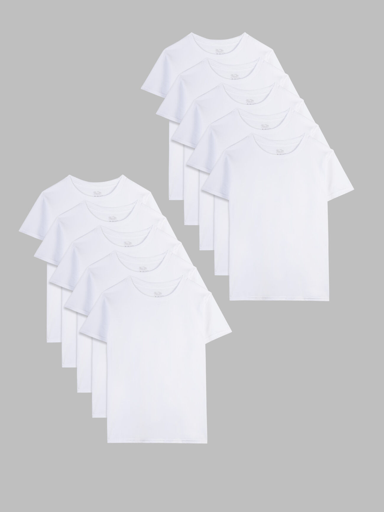 Toddler Boys' Classic White Crew T-Shirts, 10 Pack