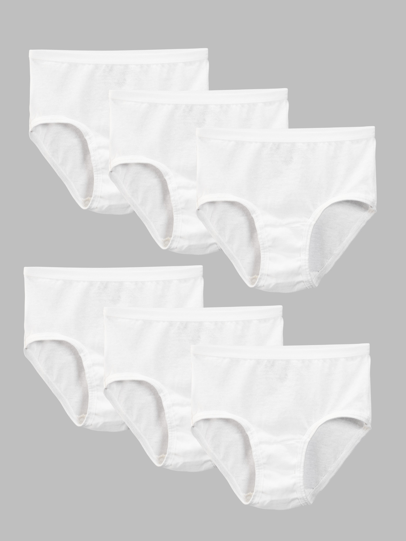Pack of 7 Briefs for Girls - white light all over printed, Girls