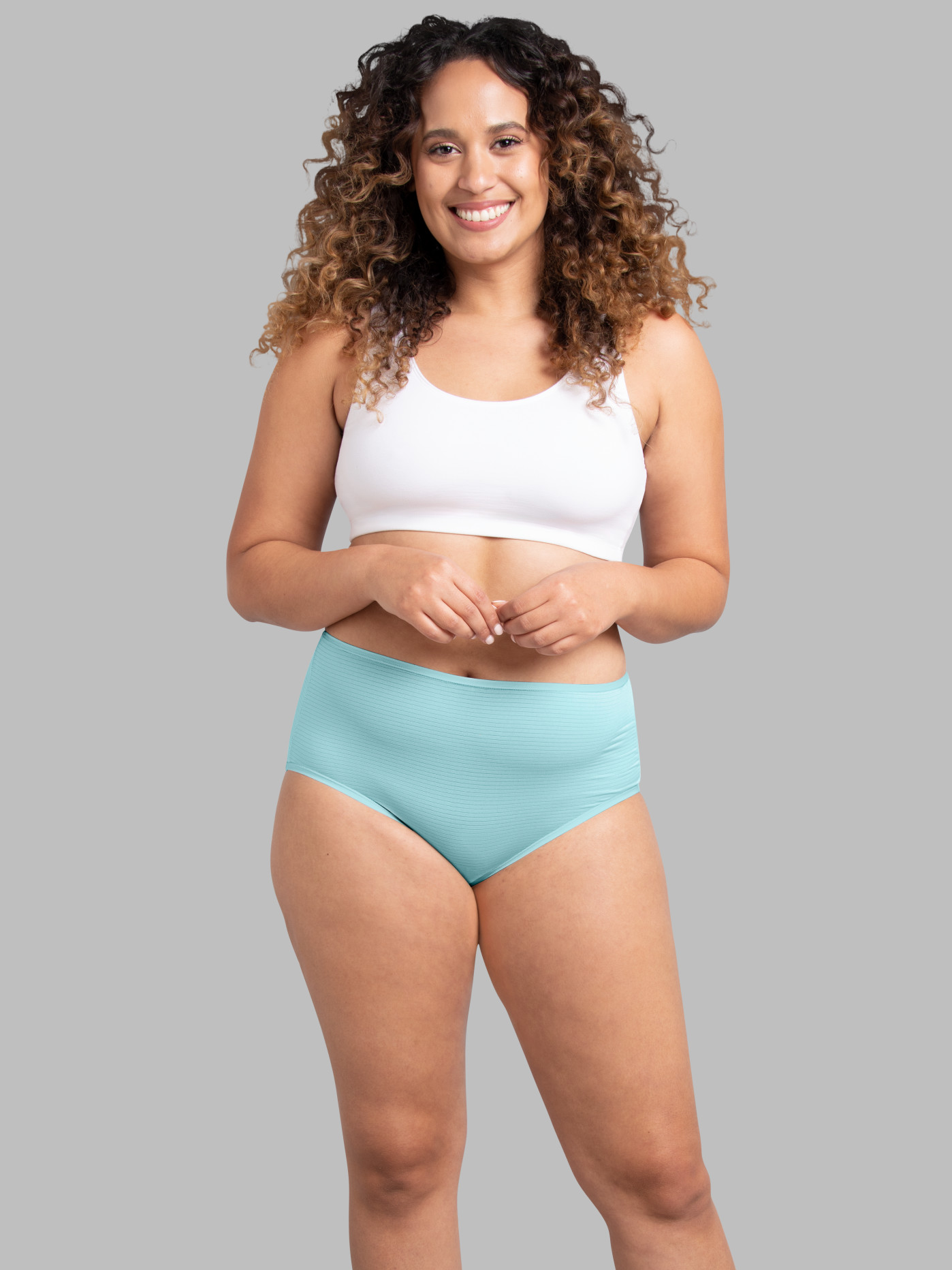 Women's Plus Fit for Me® Breathable Cooling Stripes Brief Panty