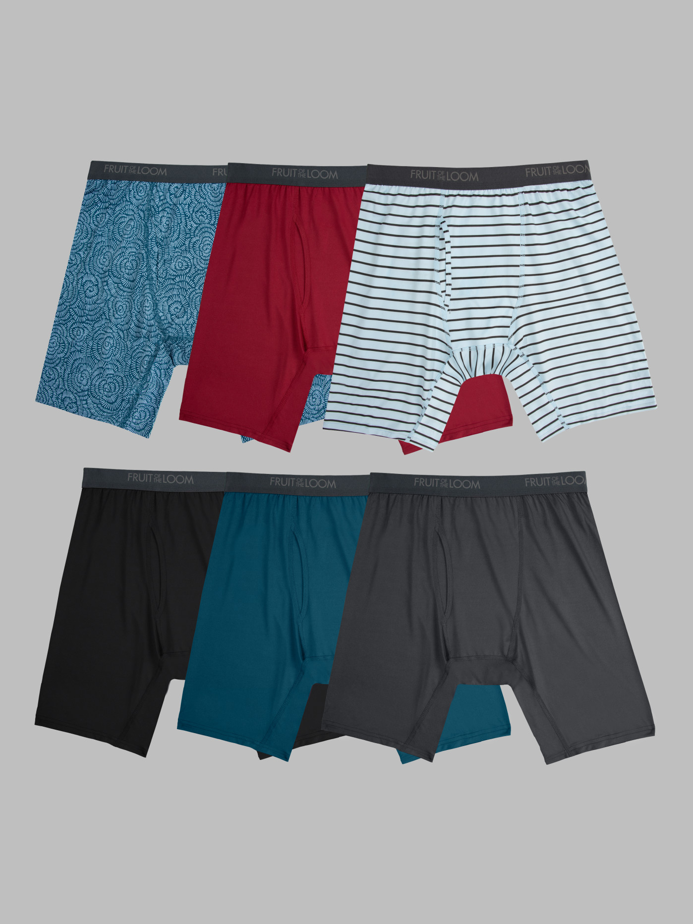 Men s Micro Stretch Long Leg Boxer Briefs Assorted 6 Pack